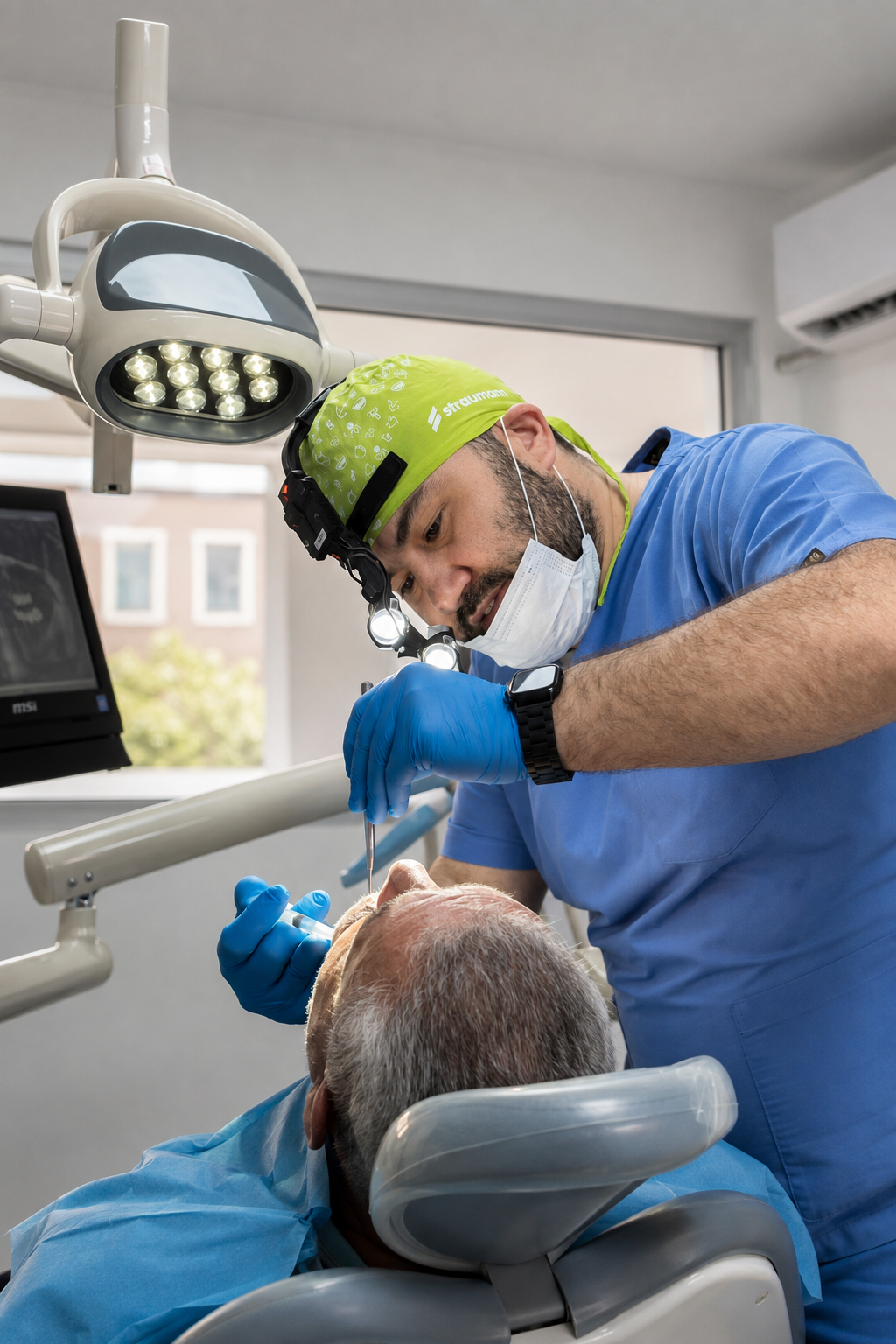 Dentiste pendant un soin clinique